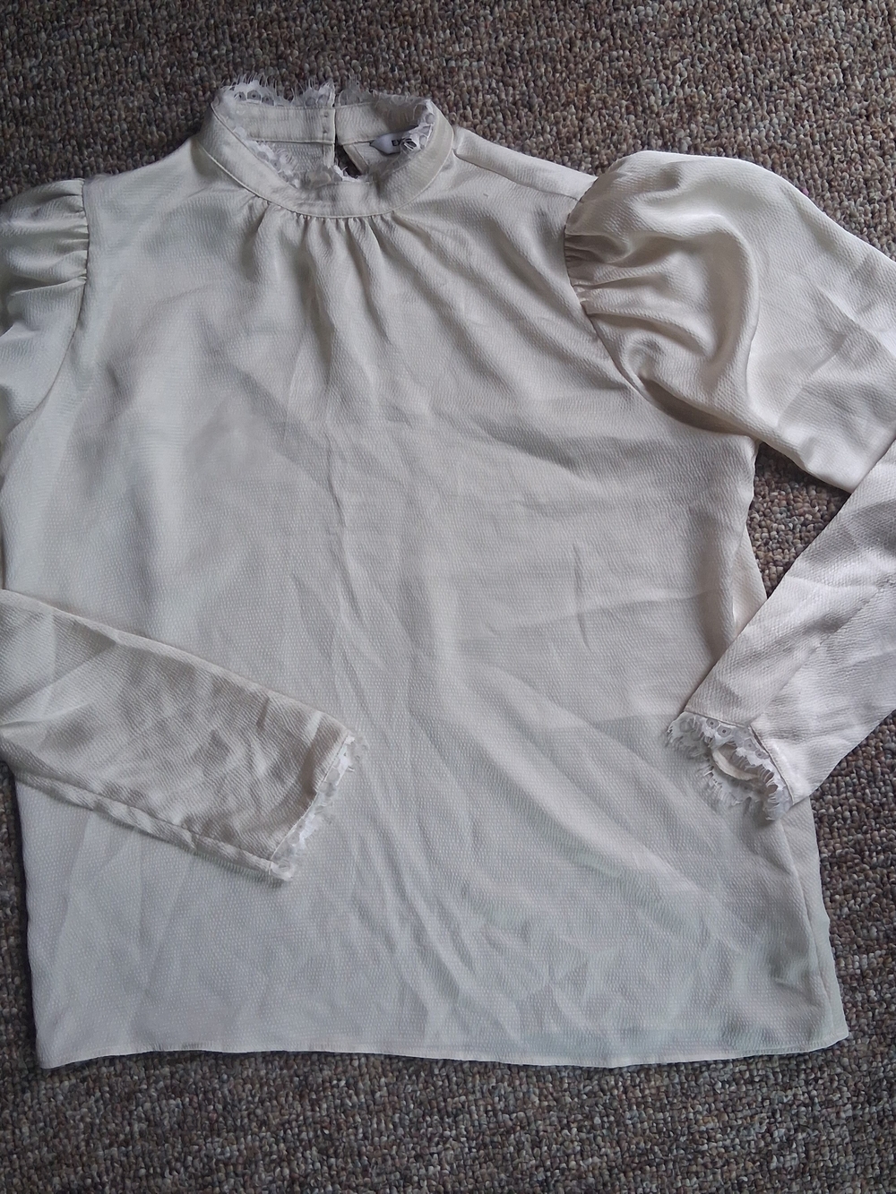 Express Cream High-Neck Ruffle Sleeve Blouse
